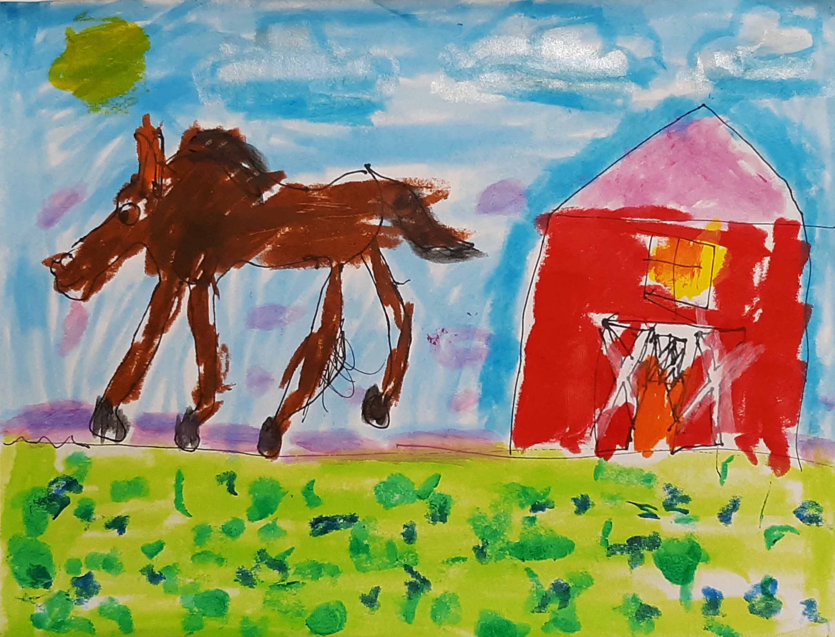 HOrse and barn